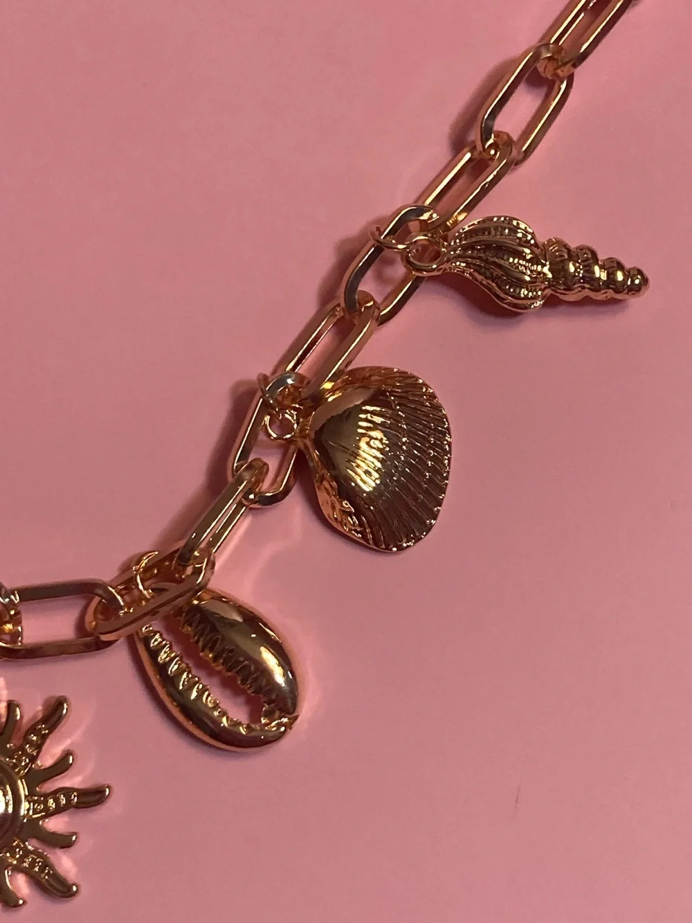 Gold  Beach Charm Necklace